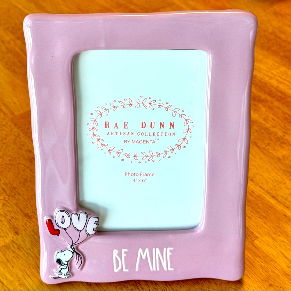 Rae Dunn Peanuts Snoopy LOVE Balloons BE MINE Ceramic 4x6 Picture Frame NEW!